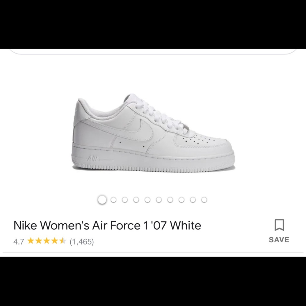 Nike womens Air Force one athletic shoes. White.